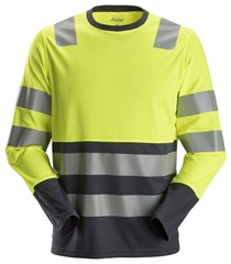 AllroundWork, High-Vis T-Shirt met lange mouwen KL2 - High Vis Geel - Staal Grijs