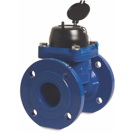 Watermeter droog gietijzer DN65 DIN flens 50m³/h blauw type schoepen