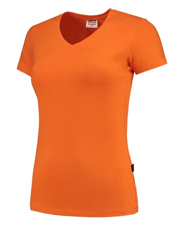 Tricorp Dames T-Shirt Casual 101008 190gr Slim Fit V-Hals Oranje Maat S
