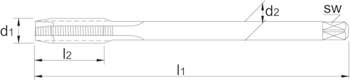 Machinetap HSS metrisch DIN 376 met schilaansnijding voor doorlopende gaten M14