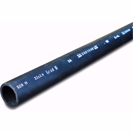 Drukbuis PE100 32 mm x 2,0 mm glad SDR17 10bar zwart/blauw 6m DVGW