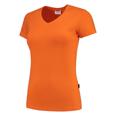 Tricorp Dames T-Shirt Casual 101008 190gr Slim Fit V-Hals Oranje Maat XL