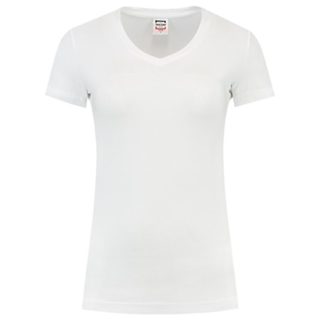Tricorp Dames T-Shirt Casual 101008 190gr Slim Fit V-Hals Wit Maat L