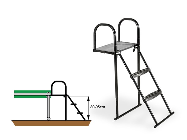 Exit Ladder Zwart Met Platform Voor Framehoogte 80-95 cm