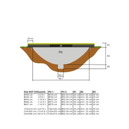 EXIT Trampoline Silhouette Inground Limoen - Ø 183 cm Safety Net