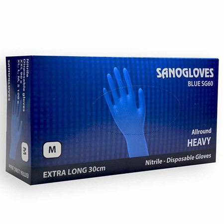 Sanogloves Extra Long  M SG60 Blue Melkershandschoen - 100 Stuks