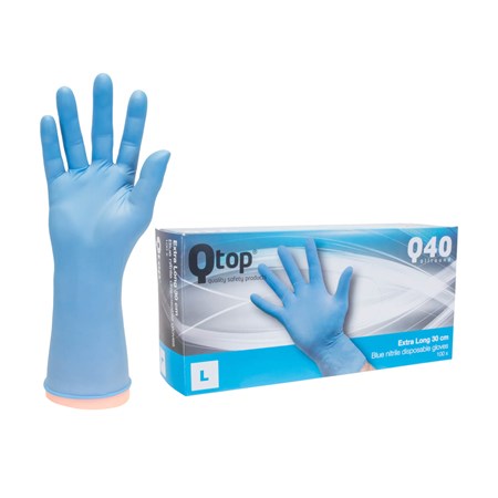 Qtop Handschoenen Nitril 08 blauw lang - Maat M