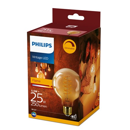 Philips Lamp (dimbaar) Globe LED 5,5 W Flame