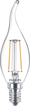 Philips Kaarslamp en kogellamp Kaarsgloeilamp LED 2 W Warm wit