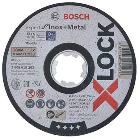 Bosch Doorslijpschijf X-Lock (Expert for Inox + Metal) 115 x 1 x 22,2 MM - RVS / Metaal