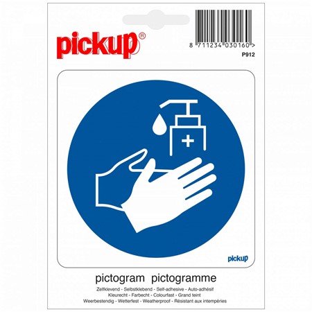 Pickup Pictogram 10 x 10 CM - Handen Desinfecteren Verplicht