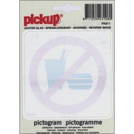 Pickup Pictogram Achter Glas 10x10cm Verboden Voor Consumpties