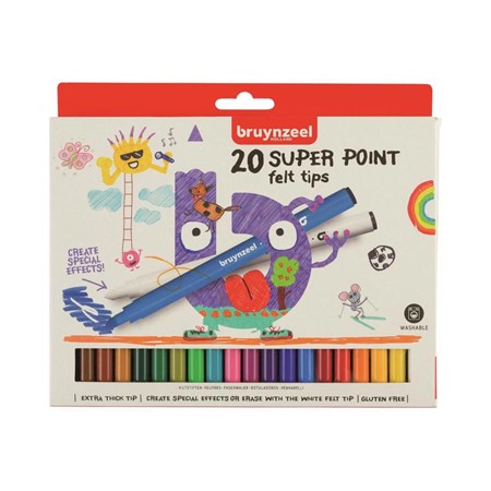 Bruynzeel Kids 20 Super Viltstiften met Speciale Witte Stift